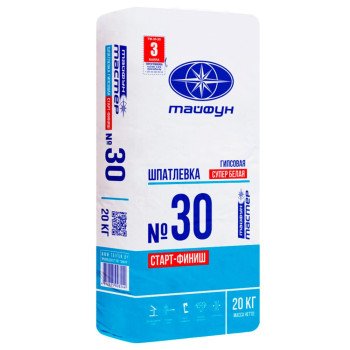 Шпатлевка Тайфун Мастер №30 старт-финиш гипсовая 20 кг