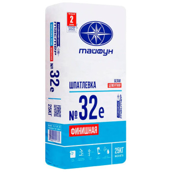 Шпатлевка Тайфун Мастер №32е финишная цементная белая 25 кг