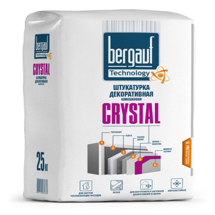 Штукатурка Bergauf Crystal декоративная камешковая 2-3 мм 25 кг
