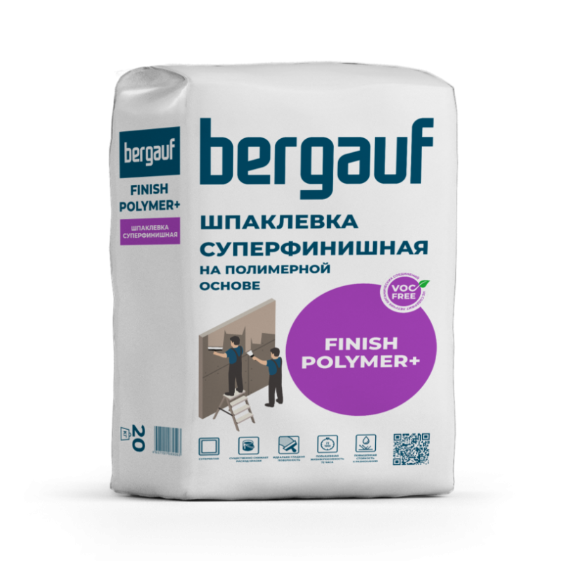 Шпатлевка Bergauf Finish Polymer + финишная шпаклевка на полимерной основе 25 кг